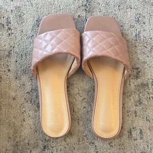 Elegant Pink Quilted Slide Sandals